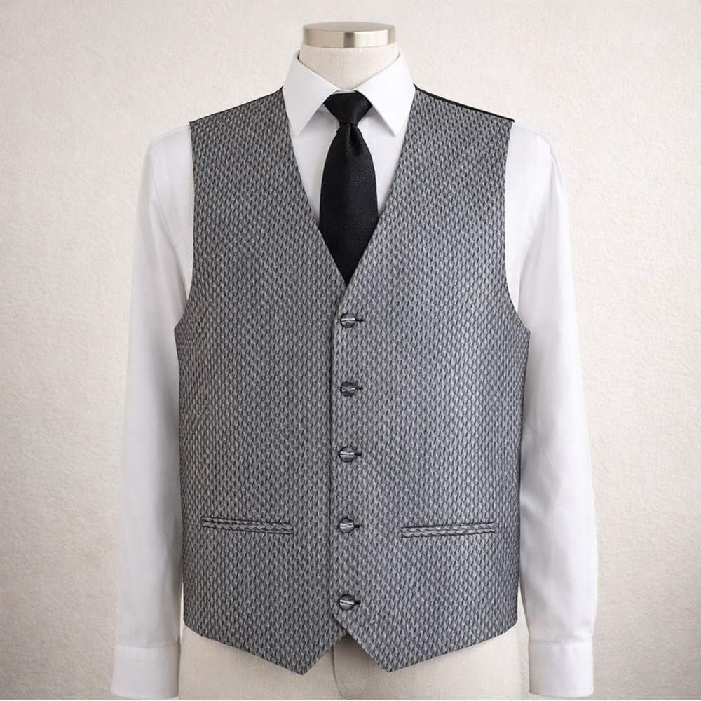 Umo Lorenzo Formal Wear Vest Silver Gray Black Size Small New without Tags